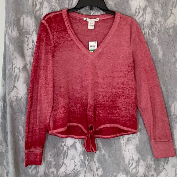 NWT American Rag Brand, Red V-Neck Burnout Tee, Lg - Picture 7 of 7